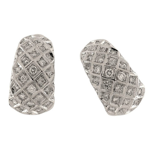 Boucles d'oreilles Orecchini en or blanc avec diamants taille brillante et huit-huit 58 Facettes G3836