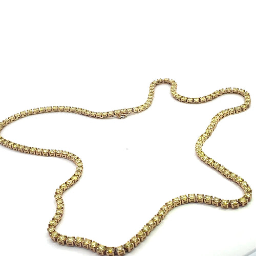 Collier Gold Tennis Necklace with Fancy-Yellow Diamonds 58 Facettes UN0135