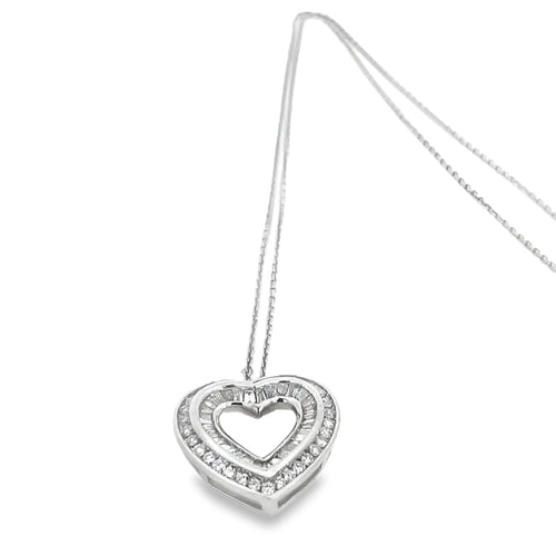 Collier Collier cœur en or blanc 14 carats et diamants 58 Facettes UN0058
