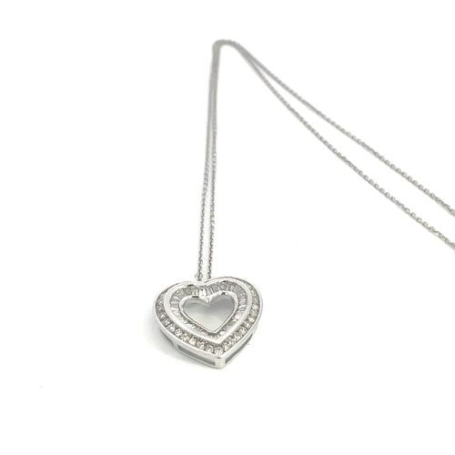 Collier Collier cœur en or blanc 14 carats et diamants 58 Facettes UN0058