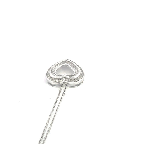 Collier Collier cœur en or blanc 14 carats et diamants 58 Facettes UN0058