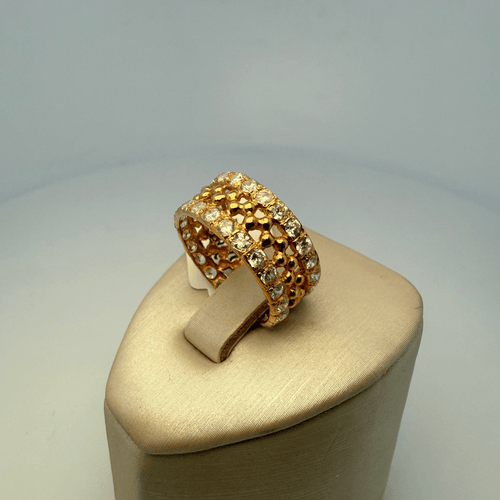 Bague 54.5 Bague pavée de pierres en or jaune 58 Facettes 250070