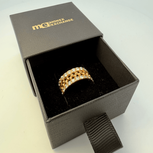 Bague 54.5 Bague pavée de pierres en or jaune 58 Facettes 250070