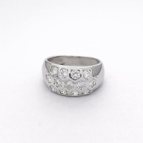Bague 51 Bague motif nid d’abeille en or blanc et diamants 58 Facettes 16705