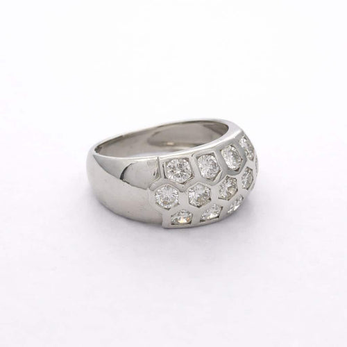 Bague 51 Bague motif nid d’abeille en or blanc et diamants 58 Facettes 16705