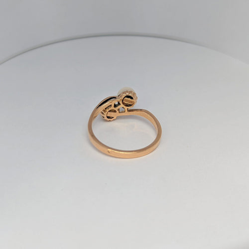 Bague 53 Bague toi et moi en or jaune 18 carats et perles 58 Facettes 18707