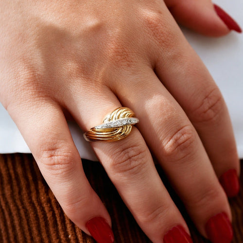 Bague 58 Bague entrelacée en or rose et or blanc avec diamants 58 Facettes 16026