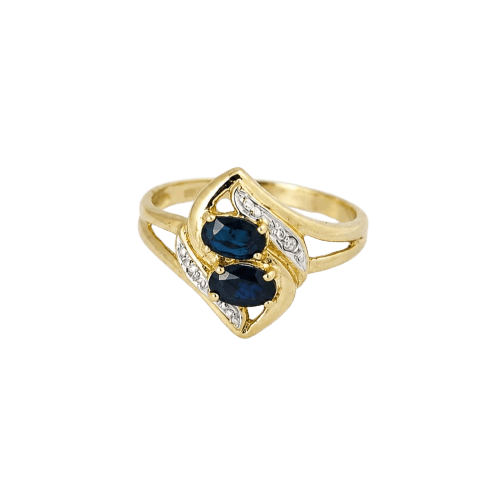 Bague 54 Bague entrelacs en or jaune, saphirs et diamants 58 Facettes 24509