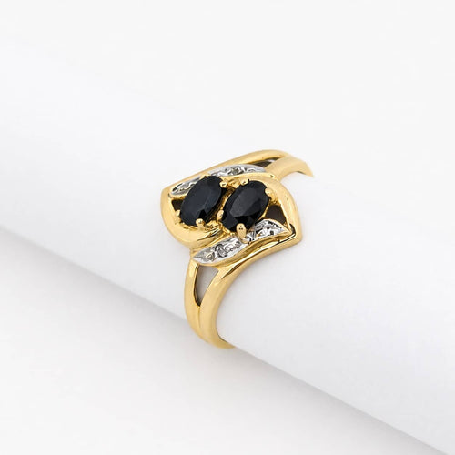 Bague 54 Bague entrelacs en or jaune, saphirs et diamants 58 Facettes 24509