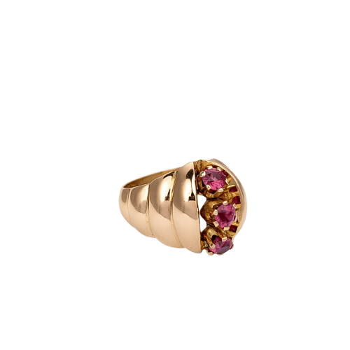 Bague 49 Bague godronnée en or rose et tourmalines roses 58 Facettes 21252
