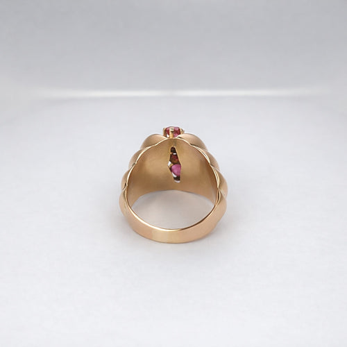 Bague 49 Bague godronnée en or rose et tourmalines roses 58 Facettes 21252