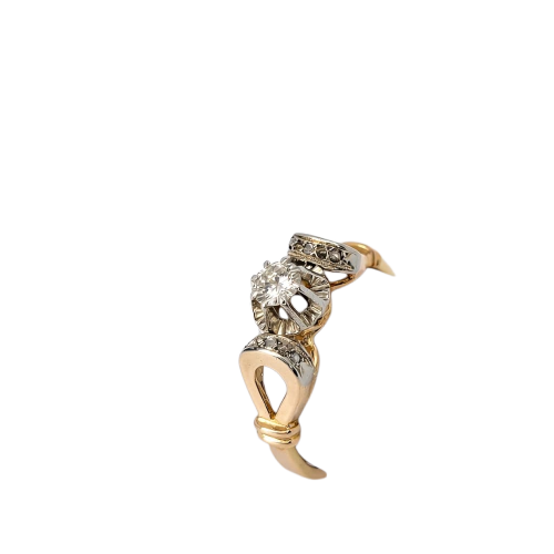 Bague 57 Art déco - Bague en or jaune et blanc 18 carats, diamants 58 Facettes 25038