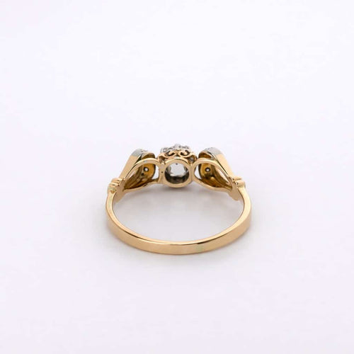 Bague 57 Art déco - Bague en or jaune et blanc 18 carats, diamants 58 Facettes 25038