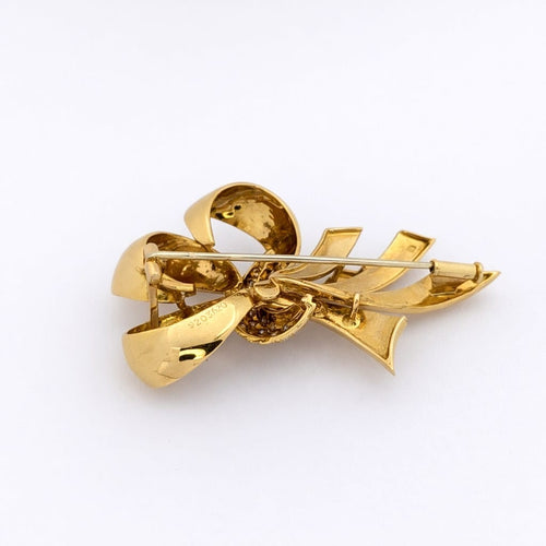 Broche Broche nœud en or jaune 18 carats et diamants 58 Facettes 25564