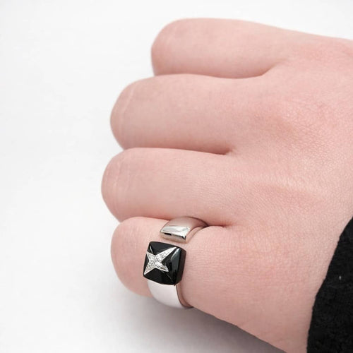 Bague 52 Mauboussin Étoile Sublime - Bague en or blanc, onyx et diamants 58 Facettes 25540
