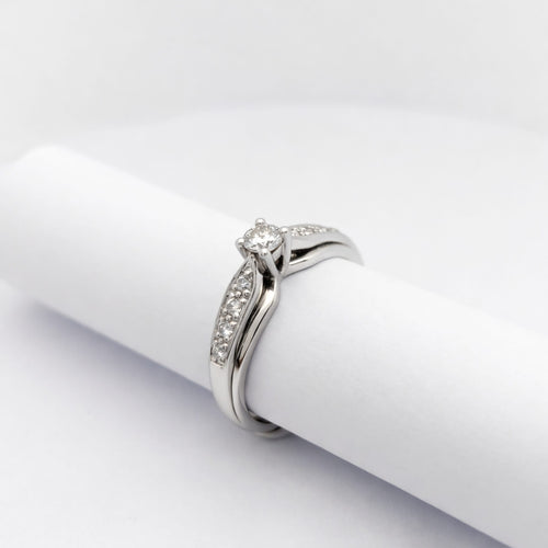 Bague 54 Solitaire - Bague en or blanc et diamants 58 Facettes 28793