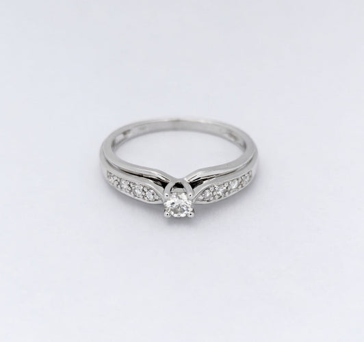 Bague 54 Solitaire - Bague en or blanc et diamants 58 Facettes 28793