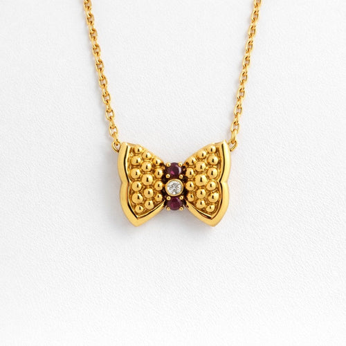Collier Fred Nœuds - Collier en or jaune, diamant et rubis 58 Facettes 28068