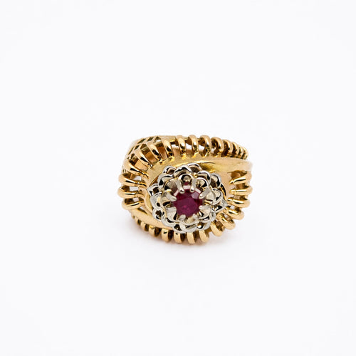 Bague 52 Bague en or rose et or blanc 18 carats avec rubis 58 Facettes 28993
