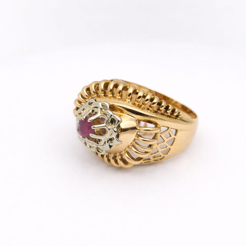 Bague 52 Bague en or rose et or blanc 18 carats avec rubis 58 Facettes 28993