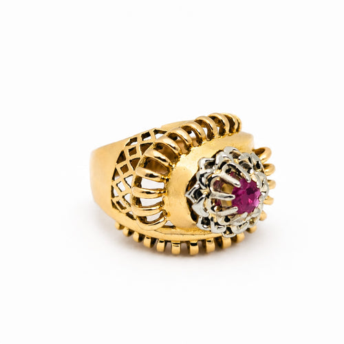 Bague 52 Bague en or rose et or blanc 18 carats avec rubis 58 Facettes 28993