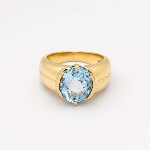 Bague 49 Bague en or jaune 18 carats et topaze bleue 58 Facettes 29045