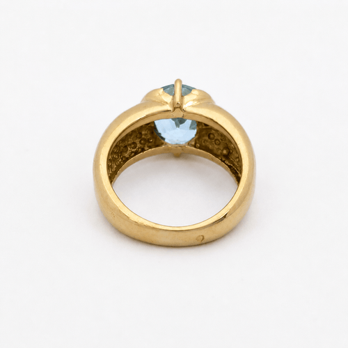 Bague 49 Bague en or jaune 18 carats et topaze bleue 58 Facettes 29045