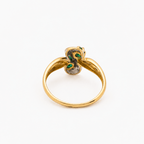 Bague 53 Toi et Moi - Bague en or jaune, émeraudes et diamants 58 Facettes 29047