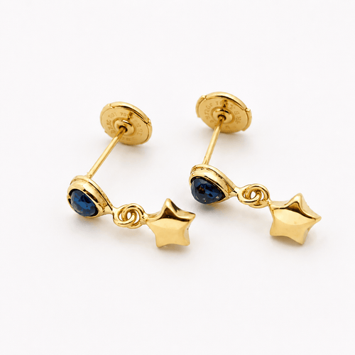 Boucles d'oreilles Boucles d'oreilles étoiles en or jaune et saphirs 58 Facettes 28991
