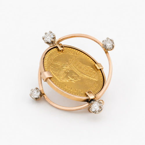 Broche Broche en or jaune 18 carats et diamants 58 Facettes 29049