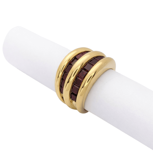 Bague 53 Verney - Bague en or jaune et rubis calibrés 58 Facettes 28795