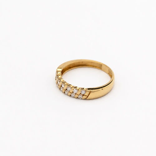 Bague 53 Demi-alliance en or jaune 18 carats et diamants 58 Facettes 29035