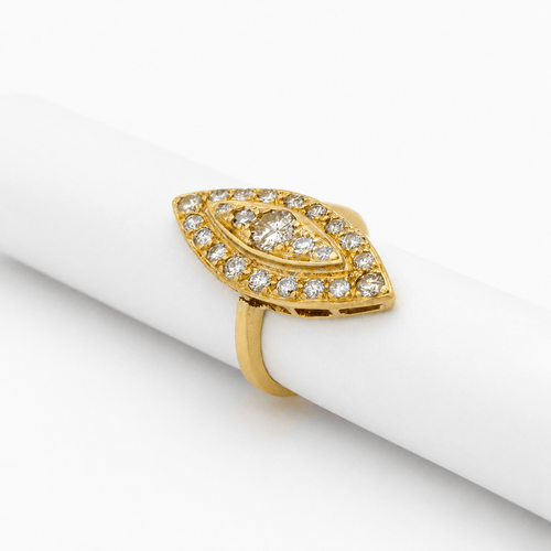 Bague 48 Marquise - Bague Art déco en or jaune et diamants 58 Facettes 29588