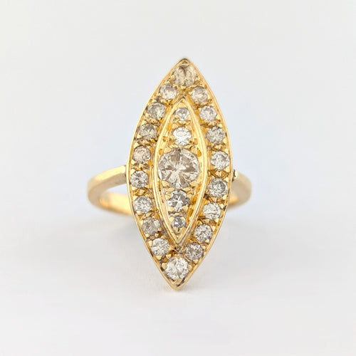 Bague 48 Marquise - Bague Art déco en or jaune et diamants 58 Facettes 29588