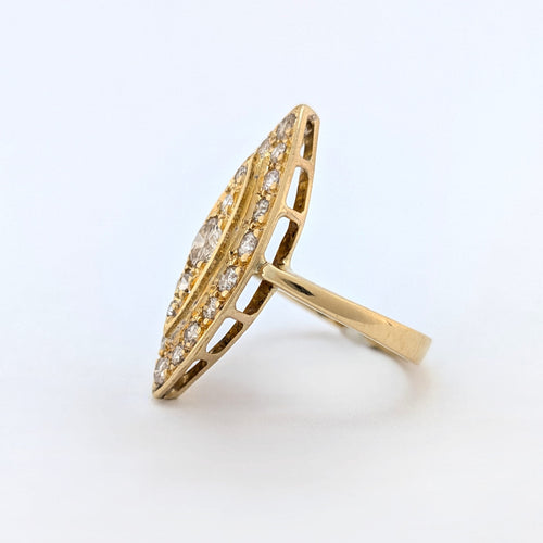 Bague 48 Marquise - Bague Art déco en or jaune et diamants 58 Facettes 29588