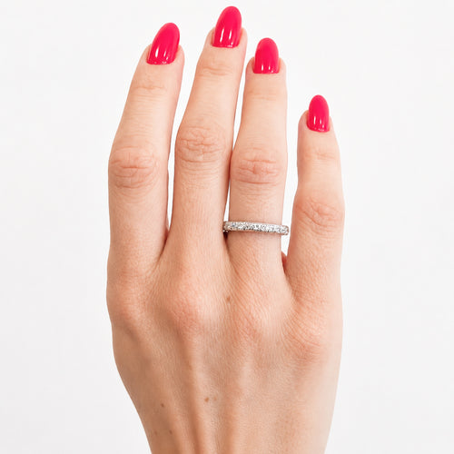 Bague 54 Alliance en or blanc 18 carats et diamants 58 Facettes 29791