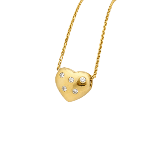 Collier Collier cœur en or jaune et diamants 58 Facettes 29705