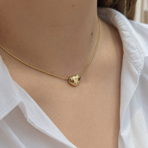 Collier Collier cœur en or jaune et diamants 58 Facettes 29705
