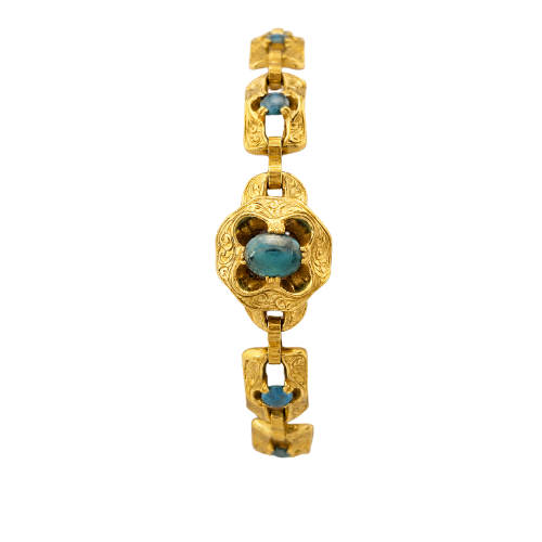 Bracelet Bracelet en or jaune 18 carats et turquoises 58 Facettes 27765