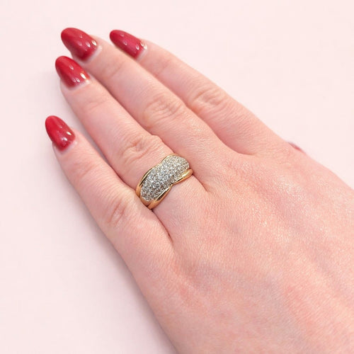 Bague 55 Bague pavée en or jaune et or blanc 18 carats, diamants 58 Facettes 29872