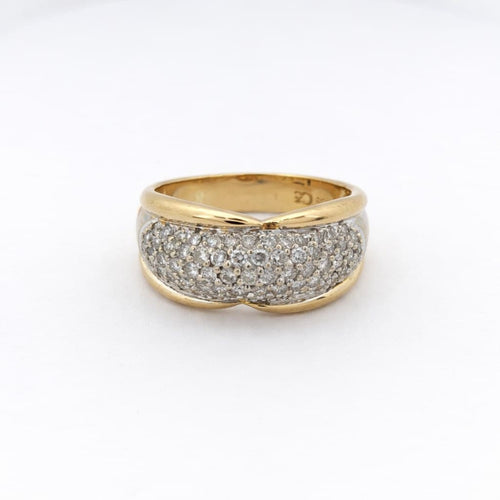 Bague 55 Bague pavée en or jaune et or blanc 18 carats, diamants 58 Facettes 29872