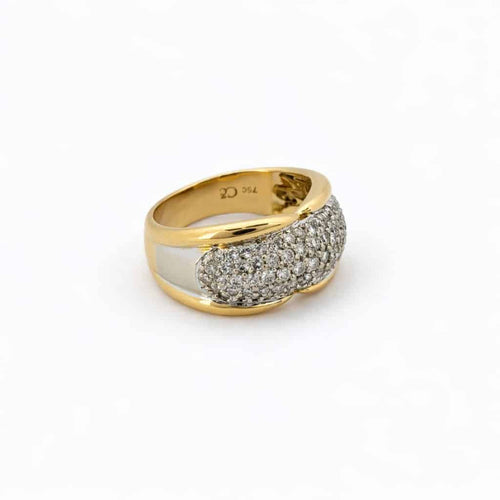 Bague 55 Bague pavée en or jaune et or blanc 18 carats, diamants 58 Facettes 29872