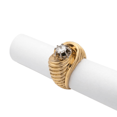 Bague 55 Bague godrons en or jaune 18 carats et diamant 58 Facettes 30295