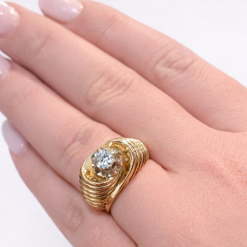 Bague 55 Bague godrons en or jaune 18 carats et diamant 58 Facettes 30295
