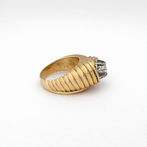 Bague 55 Bague godrons en or jaune 18 carats et diamant 58 Facettes 30295