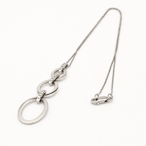 Collier Collier maillons ovales en or blanc et diamants 58 Facettes 30441