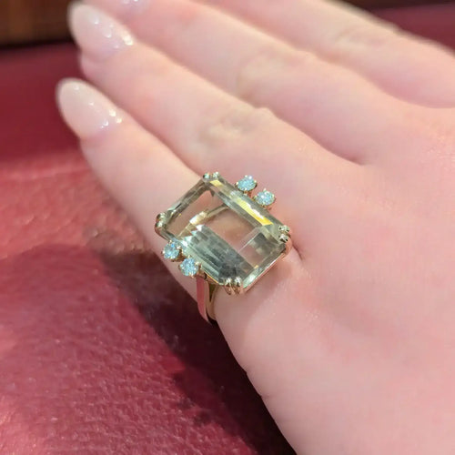 Bague 50 Bague en or jaune 18 carats au quartz fumé et diamants 58 Facettes 30602