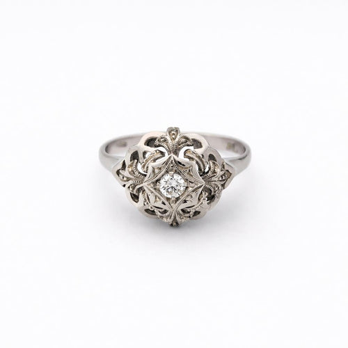 Bague 53 Bague ancienne en or blanc et diamant Art déco 58 Facettes 30485