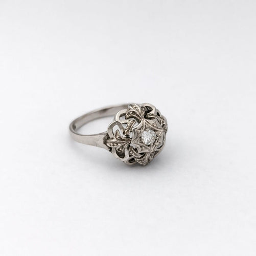 Bague 53 Bague ancienne en or blanc et diamant Art déco 58 Facettes 30485