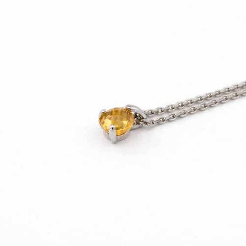 Collier Collier pendentif en or blanc et citrine 58 Facettes 30824
